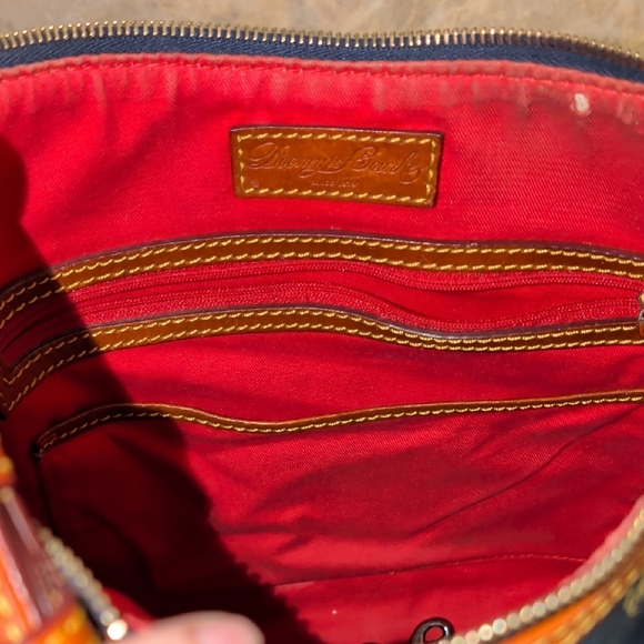 Dooney & Bourke Dark Blue and Brown Leather Shoulder Bag - Picture 13 of 15